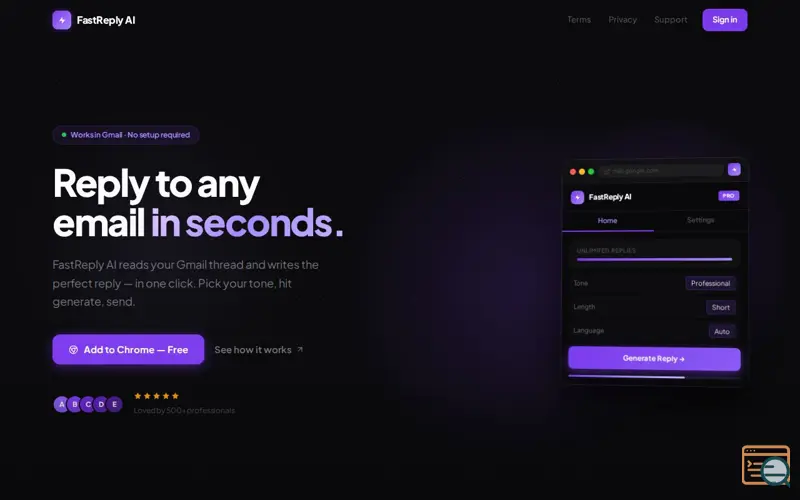 Screenshot of FastReply AI for Gmail