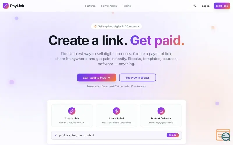 Screenshot of PayLink