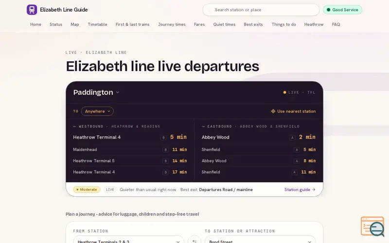 Screenshot of Elizabeth Line Guide (London)