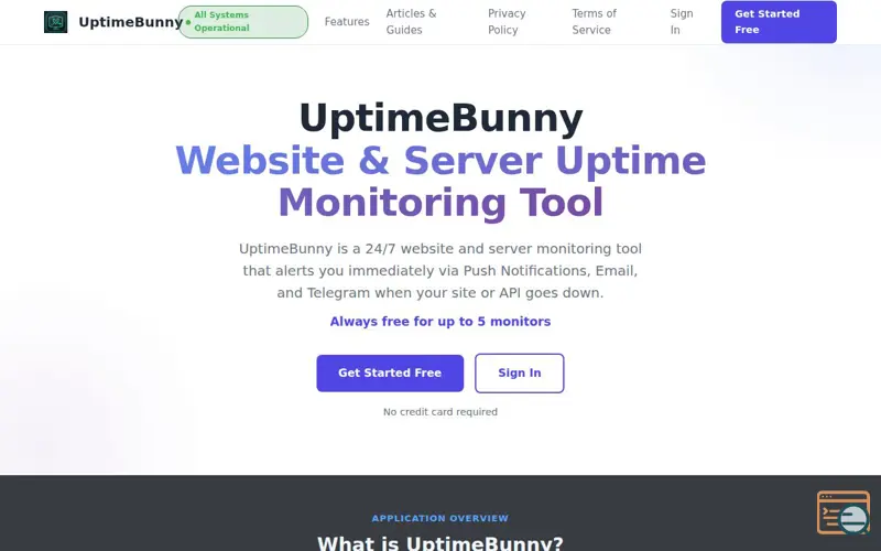 Screenshot of UptimeBunny