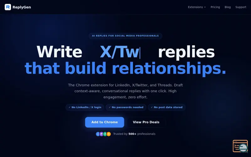 Screenshot of ReplyGen, a launch using Neeed