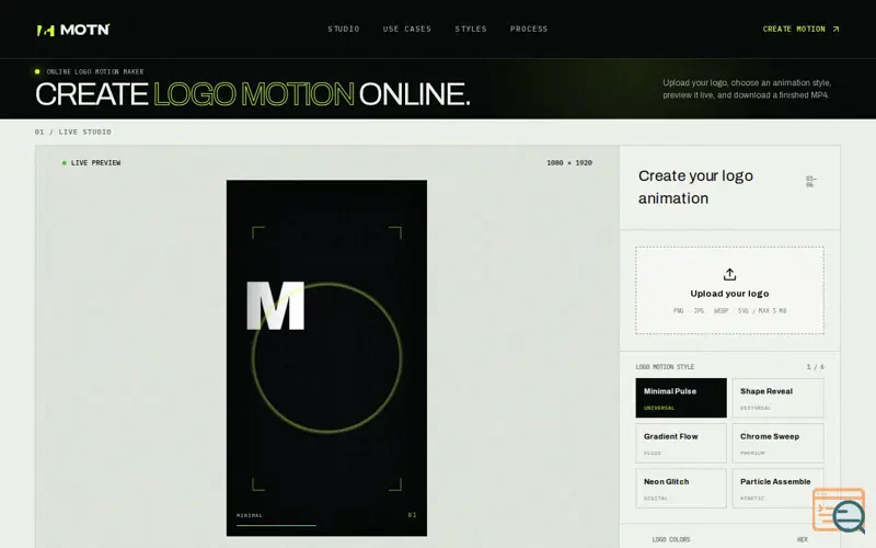Screenshot of MOTN Logo Motion Maker, a launch using HSTS