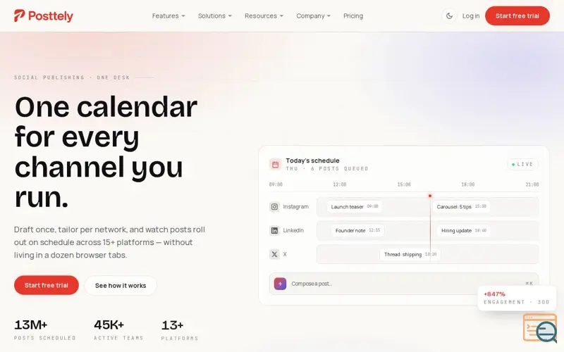 Screenshot of Posttely