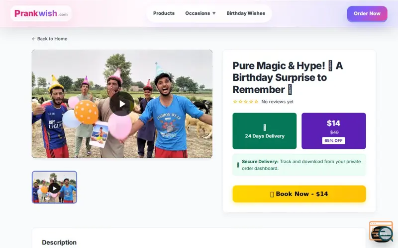 Screenshot of Prankwish , a launch using Plyr