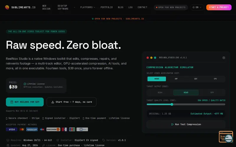 Screenshot of Reelnox Studio