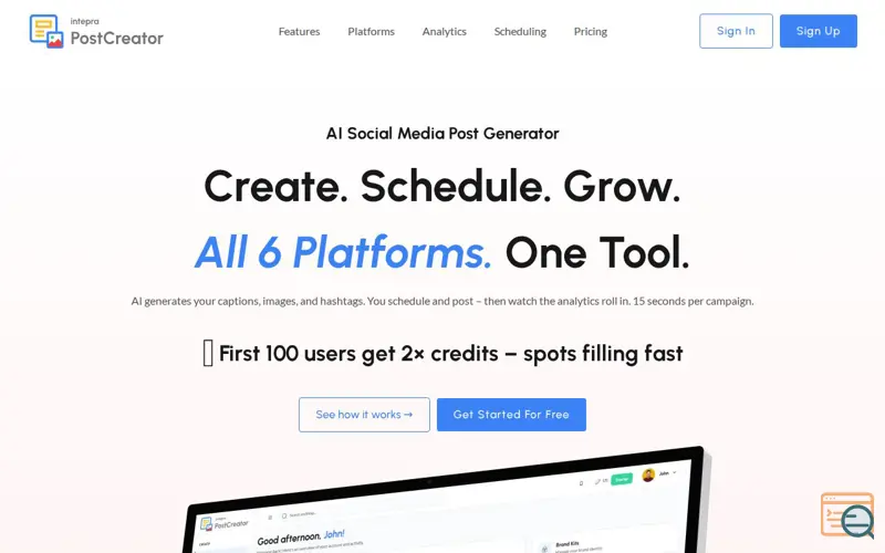 Screenshot of Intepra Post Creator