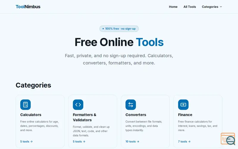 Screenshot of ToolNimbus