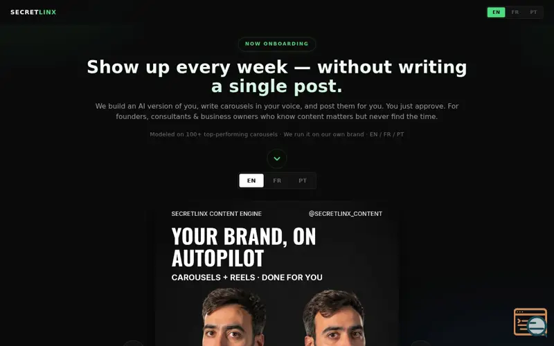 Screenshot of SecretLinx