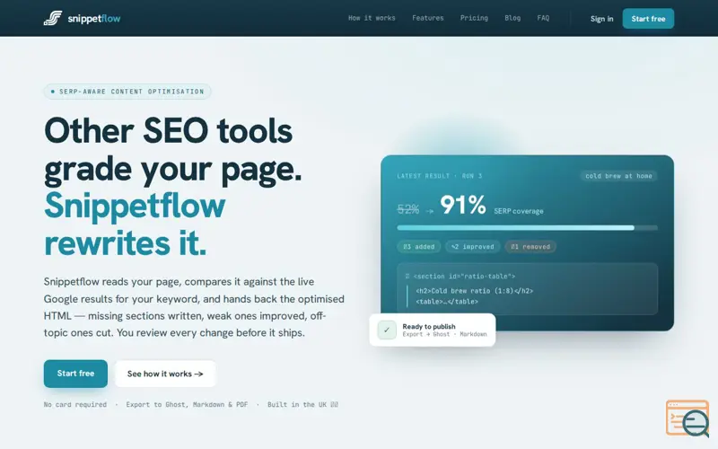 Screenshot of Snippetflow