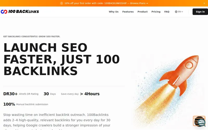 Screenshot of 100 Backlinks