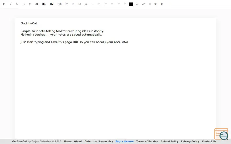 Screenshot of GetBlueCat