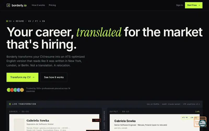 Screenshot of Borderly.io
