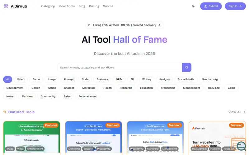 Screenshot of AIDirHub