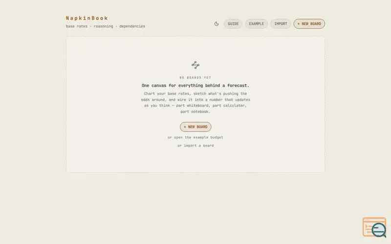Screenshot of Napkinbook
