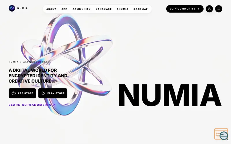 Screenshot of NUMIA × ALPHANUMERIA