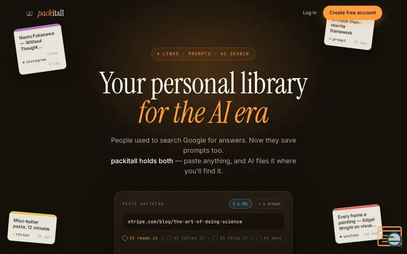 Screenshot of pack·itall