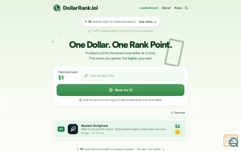 Screenshot of Dollar Rank