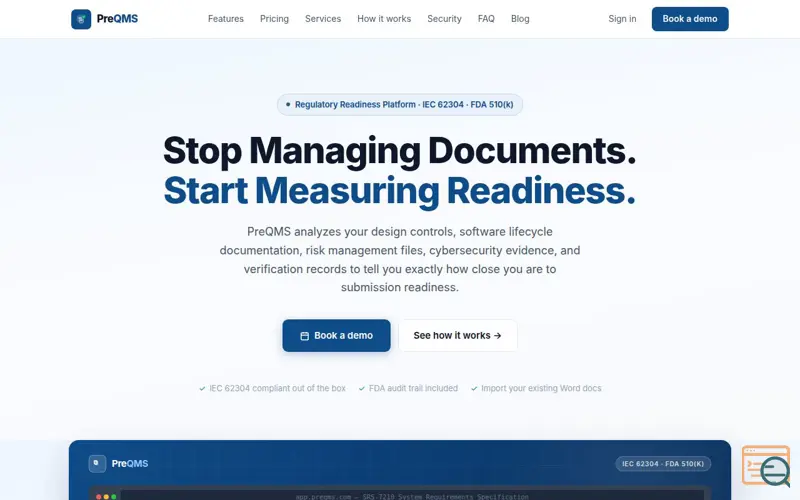 Screenshot of PreQMS