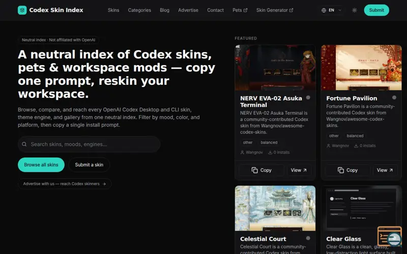 Screenshot of Awesome Codex Skin