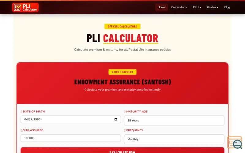 Screenshot of Pli Calculator