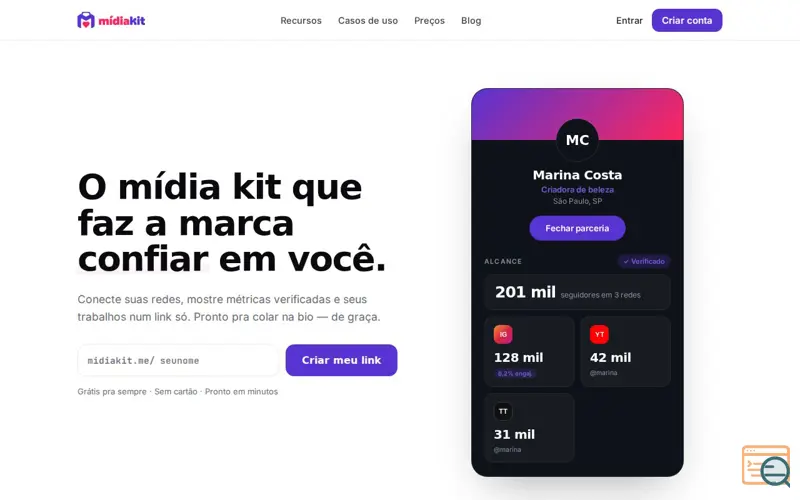 Screenshot of MídiaKit— Seu mídia kit confiável