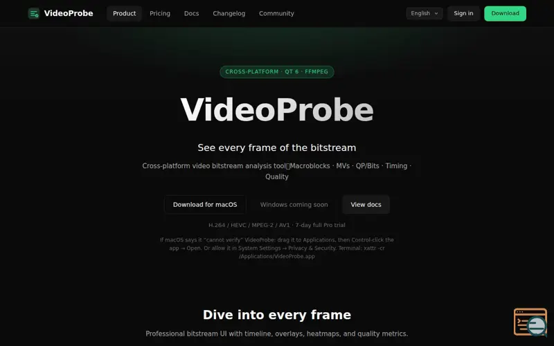 Screenshot of VideoProbe