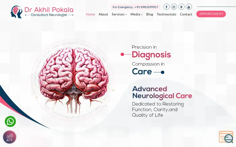 Screenshot of Dr. Akhil Pokala - Neurologist in Guntur