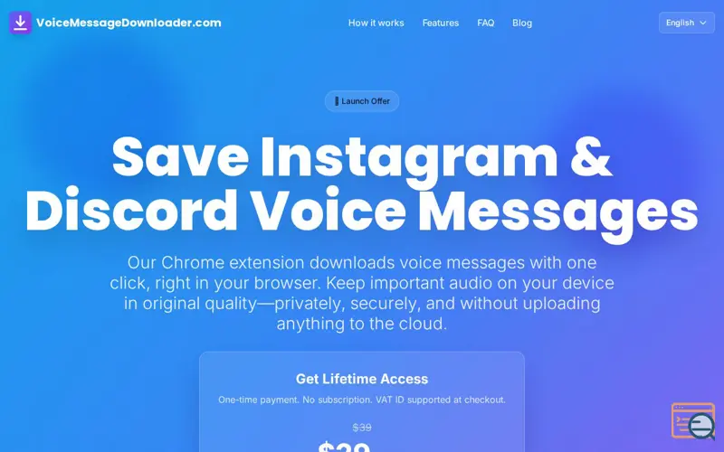Screenshot of VoiceMessageDownloader.com