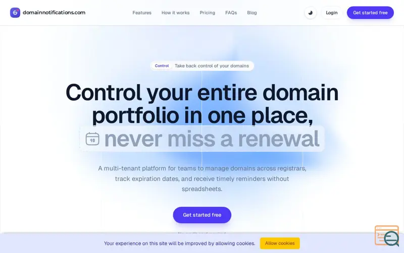 Screenshot of domainnotifications.com