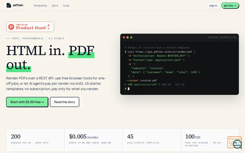Screenshot of pdfzen