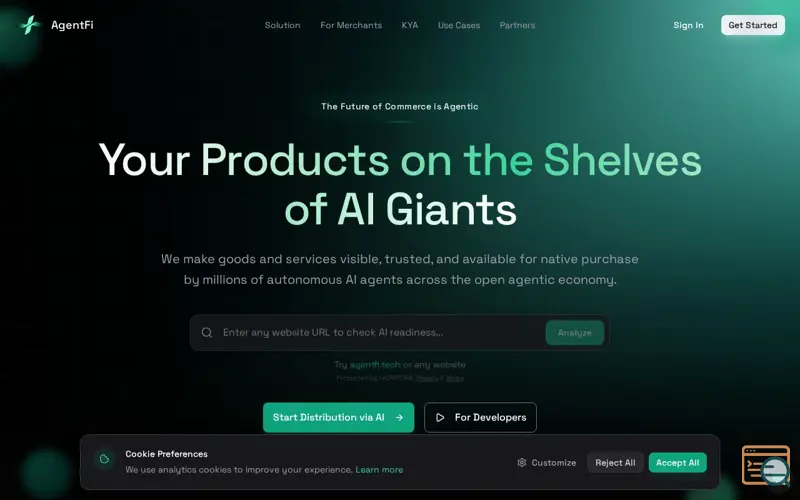 Screenshot of AgentFi, a launch using Plain