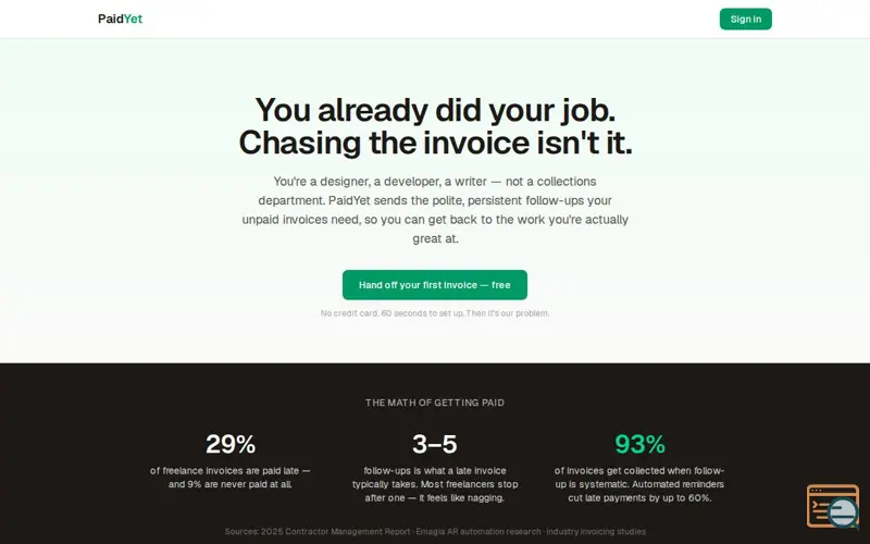 Screenshot of PaidYet — auto payment reminders