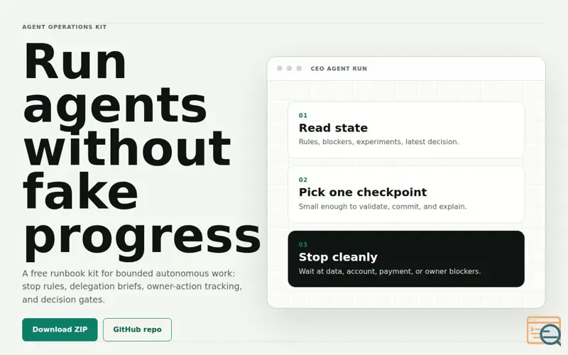 Screenshot of Agent CEO Runbook Kit