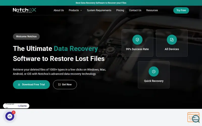 Screenshot of Notchox, a launch using Dante AI