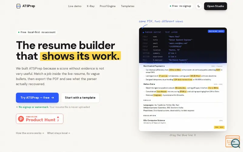 Screenshot of ATSPrep