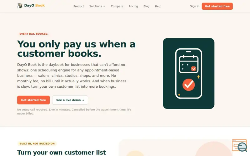 Screenshot of DayO Book — Every day, booked.