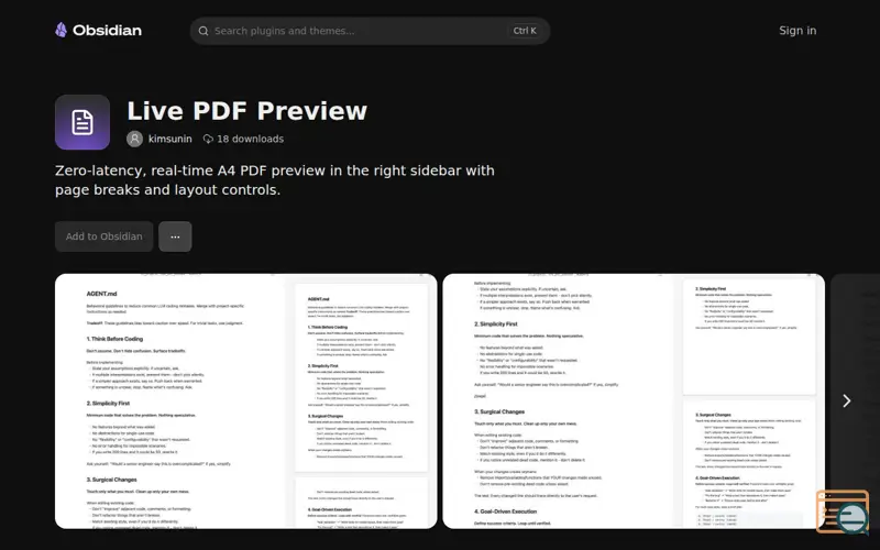 Screenshot of Live PDF Preview