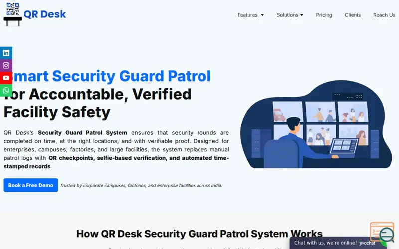 Screenshot of Security Guard Patrol System | QR Desk, a launch using Oribi