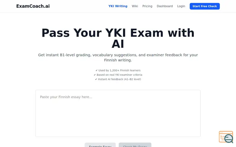 Screenshot of ExamCoach.ai - AI YKI Writing Checker