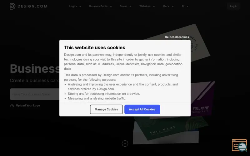 Screenshot of Design.com Business Card Maker