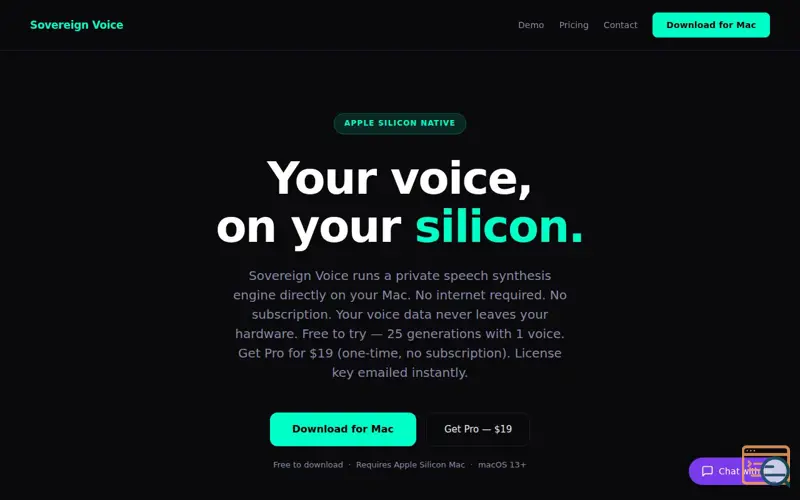Screenshot of Sovereign Voice