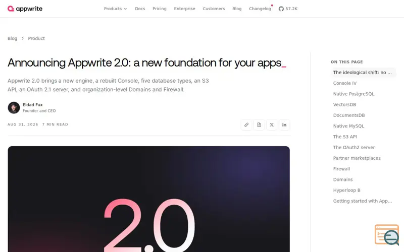 Screenshot of Appwrite 2.0