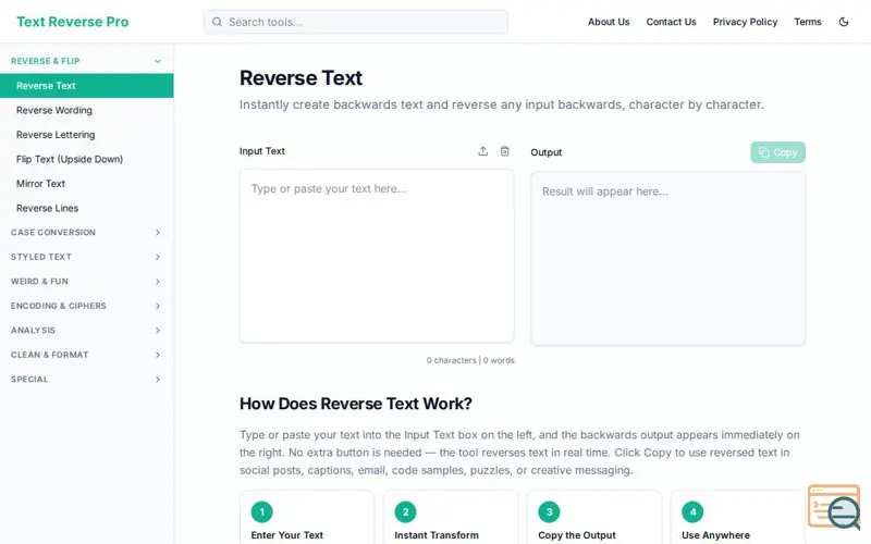 Screenshot of Text Reverse Pro