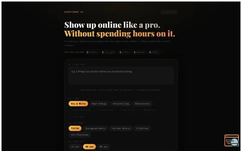 Screenshot of ScriptDrop AI