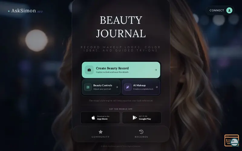 Screenshot of AskSimon Beauty Journal