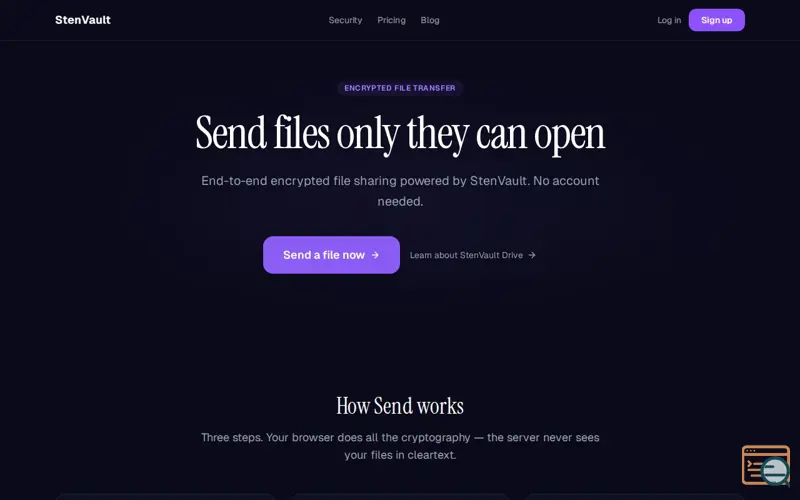 Screenshot of StenVault Send
