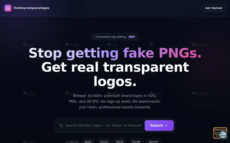 Screenshot of Find My Company Logos