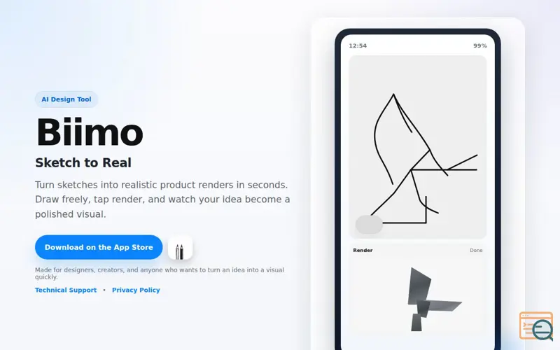 Screenshot of Biimo — Sketch to Real