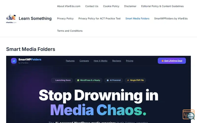 Screenshot of SmartWP Media Folders, a launch using CleanTalk