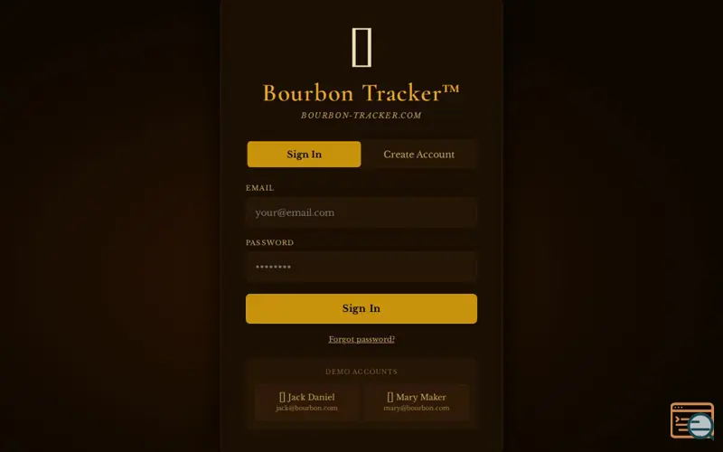 Screenshot of BourbonTracker™ Bourbon Collection Track